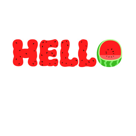 Watermelon hello textのイラスト素材