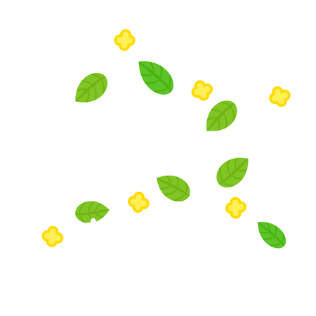 Cartoon flowers and leavesのイラスト素材