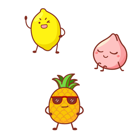 Cute fruit charactersのイラスト素材