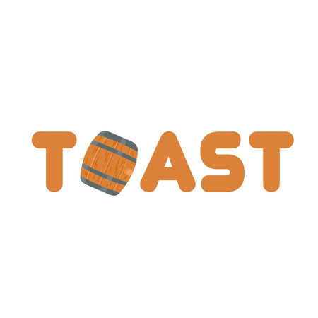 Toast word with a wine barrelのイラスト素材