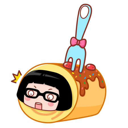 Cartoon girl in a swiss rollのイラスト素材