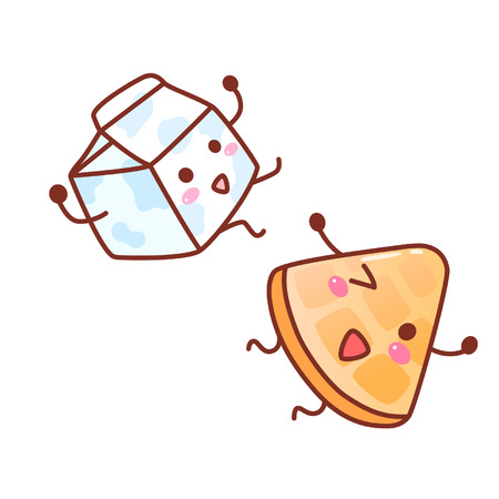 Cartoon milk and waffleのイラスト素材