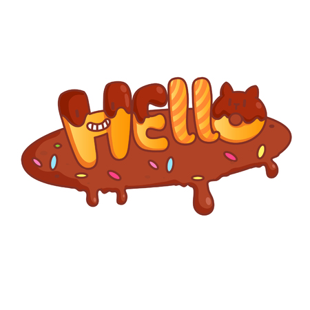 HELLO text with donut themeのイラスト素材
