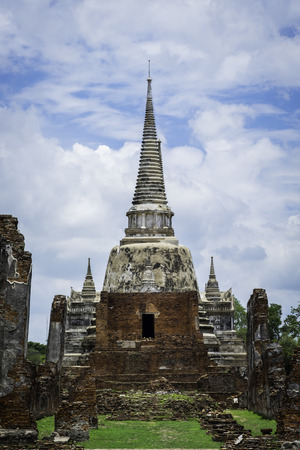 Ancient temple and pagoda in ayutthaya Thailandの写真素材