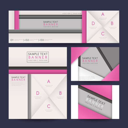 Modern abstract banner template set in gray and pink.のイラスト素材