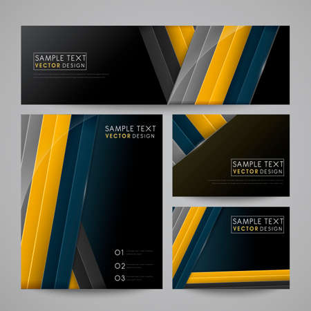 Modern banner template set in yellow and black. Vector.のイラスト素材