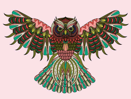 hand drawn Owl coloring page in exquisite styleのイラスト素材