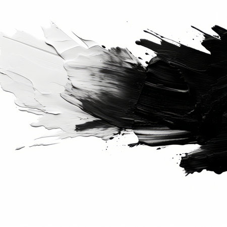 black paint brush strokes isolated on white background. art design element.の素材
