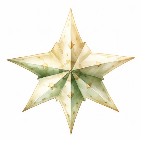 Watercolor Christmas star isolated on white background. Watercolor illustration.の素材