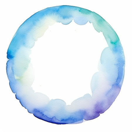 Abstract watercolor circle on white background. The color splashing in the paper.It is a hand drawn.の素材