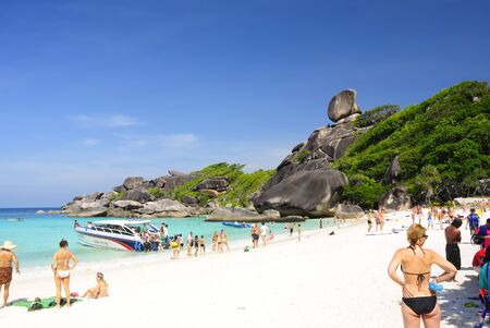 SIMILAN ISLANDS, PHANG NGA, THAILAND - DEC 31, 2009 Rock like a sail, Similan Islands in Takua Pa, Phang Nga, attractions in Thailand.のeditorial素材