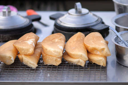 Pancake with coconut, famous of Thai dessert, Street food in Thailand.の写真素材