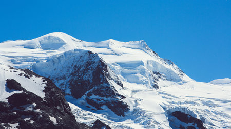 mountain peaks Glacier in Switzerland with snow at sunny weather