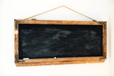vintage blackboard cafe sign on white wallの写真素材