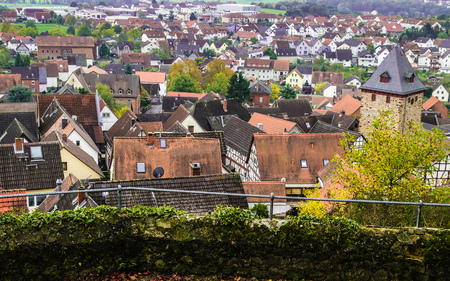 roofs view from above at a german villageの写真素材