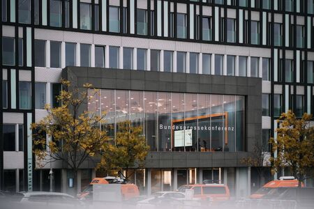 Building of German Bundespressekonferenz at Berlin from outsideの写真素材