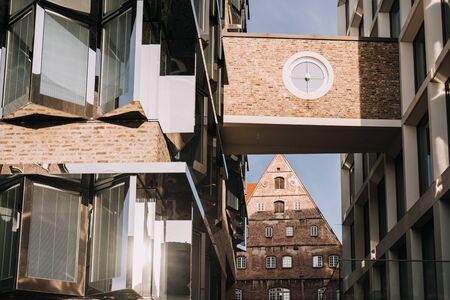mix of modern and old architecture in the city of Ulm in Germanyの写真素材