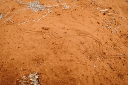 texture of red sand with structures and small stonesの写真素材