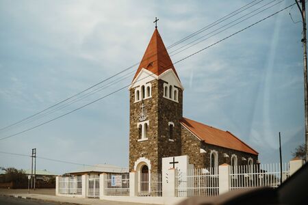 historic New Apostolic Church in Keetmanshoop, the capital town of the Karas Region of Namibiaの写真素材