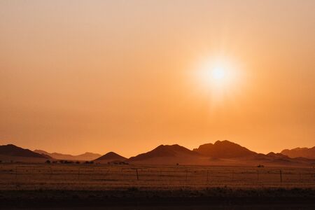 beautiful mesmerising sunset in the desertの写真素材