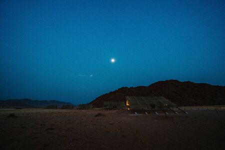 night sky over desert lodge at Namib-Naukluft National Park, Sossusvleiの写真素材