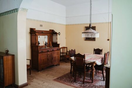 dining room at historic colonial house villaの写真素材