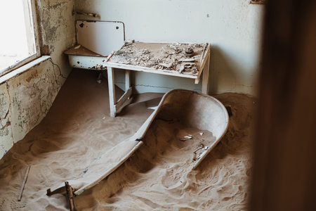 concept photo for bathroom renovation - old destroyed bathing room