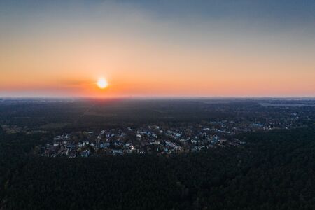 Aerial drone photo of Schoeneiche Brandenburg, Germanyの写真素材