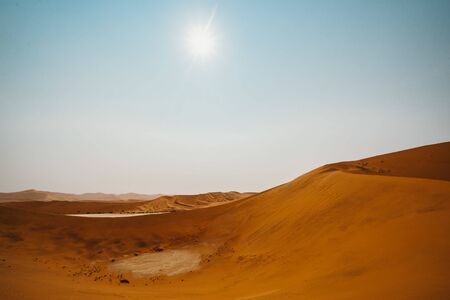 mesmerising wide photo of a beautiful sand dunes at Sossusvlei in Namib Desertの写真素材