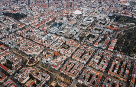 aerial photo of houses in big cityの写真素材