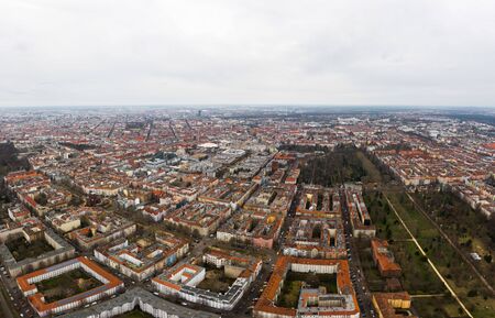 aerial photo of houses in big cityの写真素材