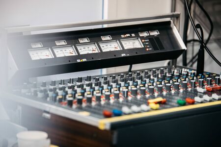 sound mixer for recording music live or in studioの写真素材