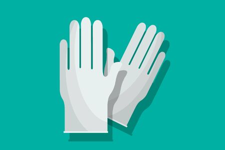 illustration of white pair of rubber protective glovesの写真素材
