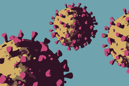 illustration of one virus cell on blue background