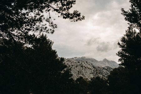 Sierra de Tramuntana mountain range to the east coast of balearic island Majorca, Mallorca Spain, April 2019の写真素材