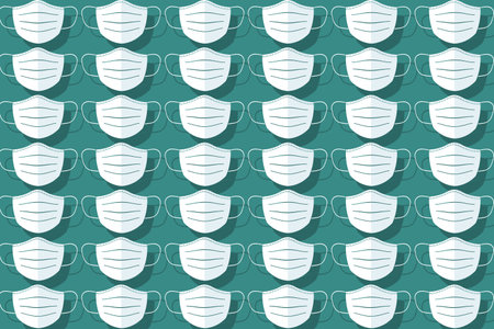 group of mouth protection face mask with blue background