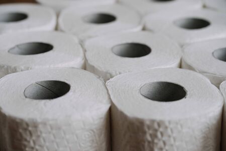 close up macro view toilet paper rollの写真素材