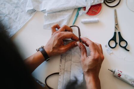 Do it yourself sewing protective mask for mout and noseの写真素材