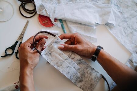 Do it yourself sewing protective mask for mout and noseの写真素材