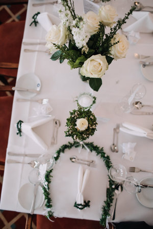 Table served for Wedding dinner in living room