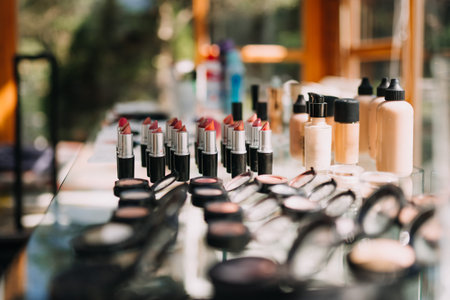 lots of make up products in one photoの写真素材