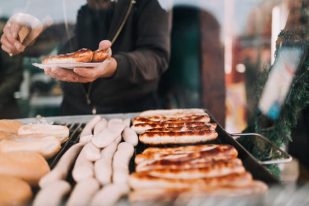 photo of hotdog and bread grilling outdoor