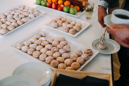 photo of sweet food open buffet in a hotelの写真素材
