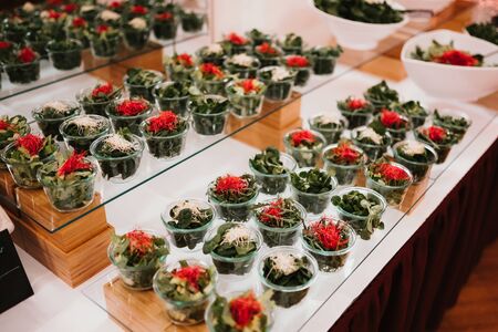 photo of an open food buffet in a hotelの写真素材