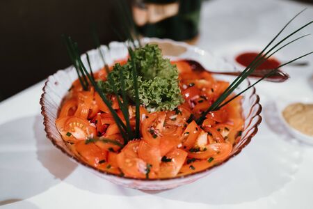 tomato salad in a bowlの写真素材