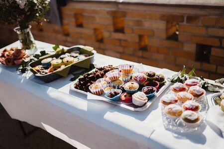 photo of sweet dessert served in a platesの写真素材