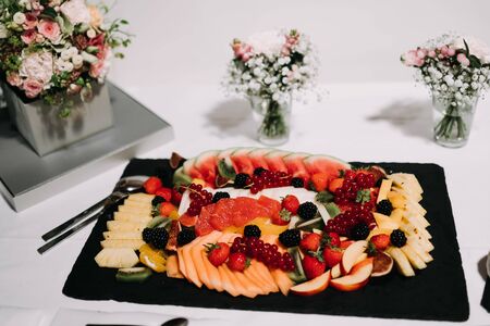 photo of fruit slices in a plateの写真素材