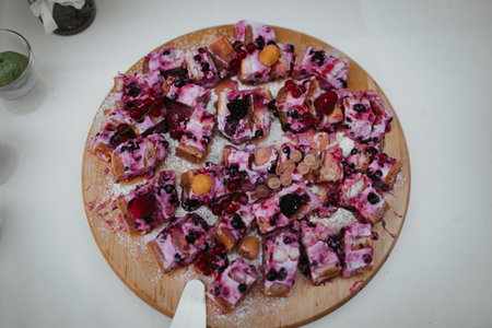 photo of cheese cake slices in a plateの写真素材