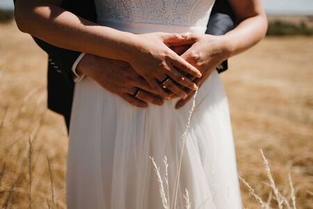 two married couple holding handsの写真素材