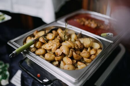potatoes in an open buffetの写真素材